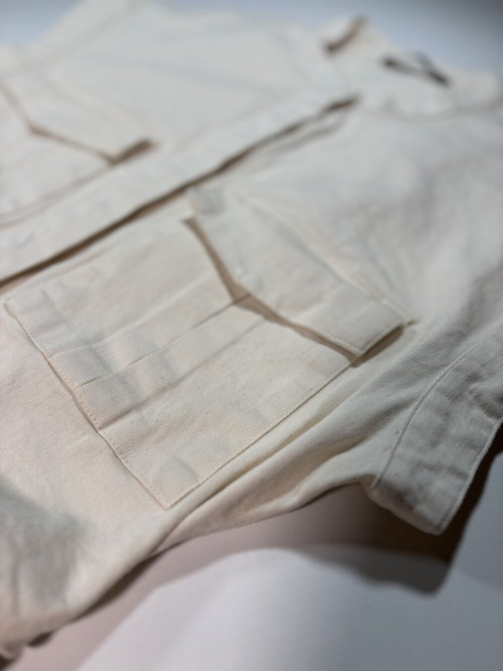 Zara cream utility mini dress ruched waist safari style cotton dress - Picture 5 of 9